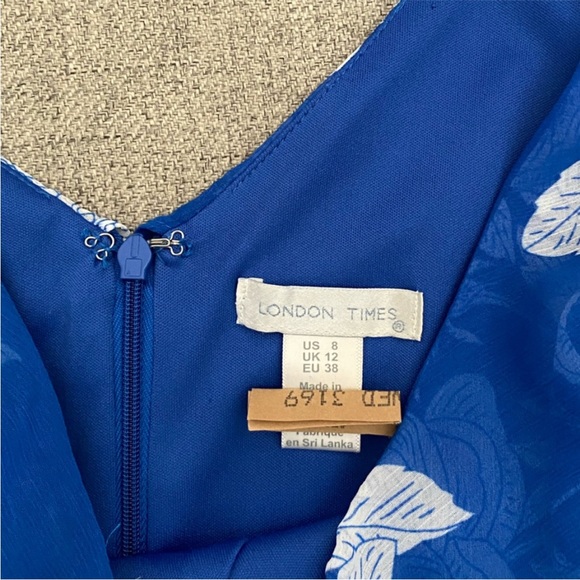 London Times Flutter Cap Sleeve V-Neck Hi-Low Floral Midi Dress✨ - Picture 8 of 9